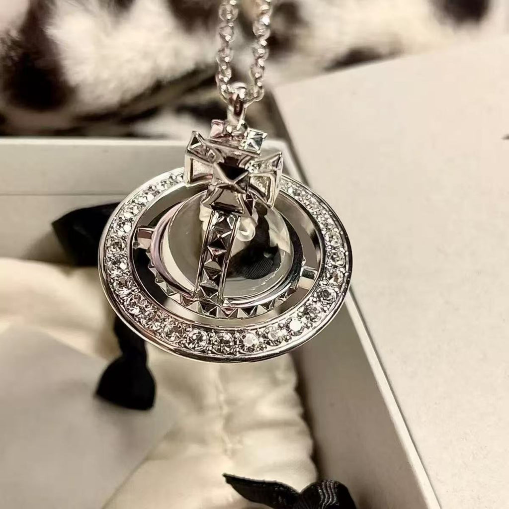 20mm PINA Classic Series Saturn Pendant Necklace, White