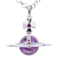 20mm Spherical Classic Saturn Pendant Necklace, Silver Purple