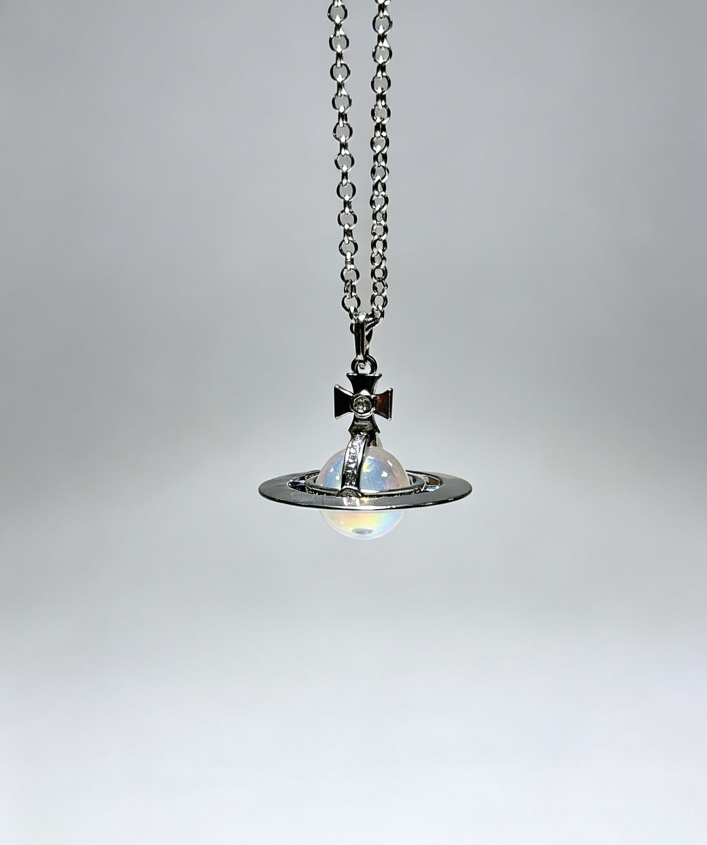 20mm Spherical Classic Saturn Pendant Necklace,Mermaid Finish