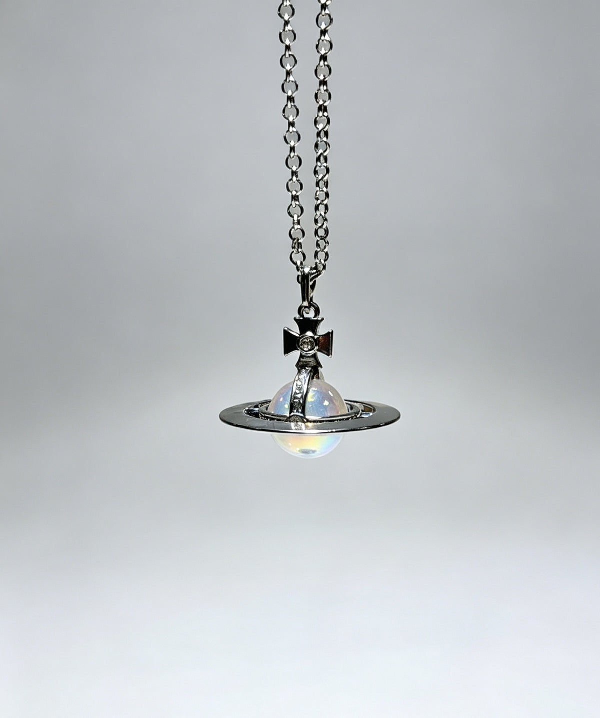 20mm Spherical Classic Saturn Pendant Necklace,Mermaid Finish