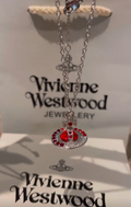 VIVINANA Y2K Saturn Pendant Necklace, Red Gradient CZ Inlaid, Medium Size 20mm Diameter