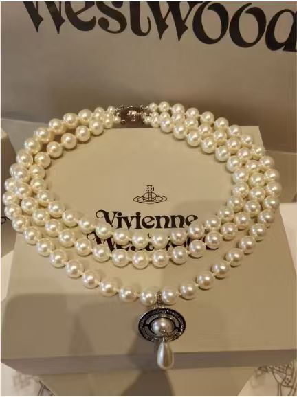 Light Luxury 3-Layer Layered Planet Pearl Necklace, Saturn UFO Flying Saucer Teardrop Pendant Collarbone Necklace for Women, Premium 3D Pearl Statement Jewelry