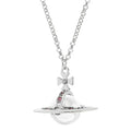 20mm Spherical Classic Saturn Pendant Necklace, Silver White