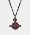 40mm Rhinestone Series Saturn Orb Pendant Necklace, Red Full Rhinestone Design