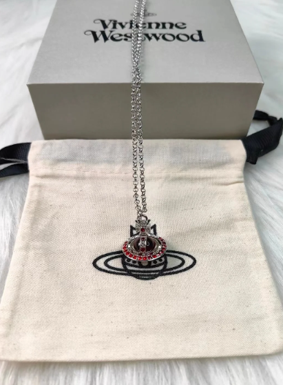 VIVINANA Y2K Saturn Pendant Necklace, Multi-Color Gradient CZ Inlaid, Medium Size 20mm Diameter