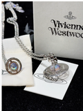 20mm Spherical Classic Saturn Pendant Necklace，Aurora