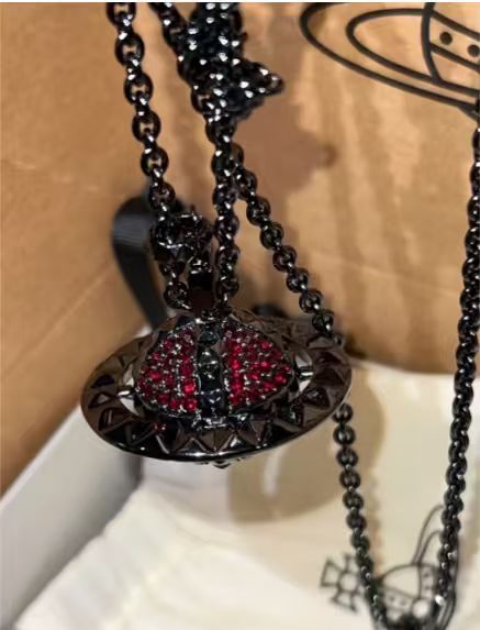 40mm Rhinestone Series Saturn Orb Pendant Necklace, Sparkling Full Rhinestone Design
