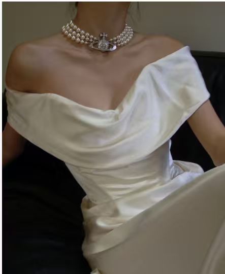 Three-Layer Pearl Saturn Necklace  Crystal Bridal Choker