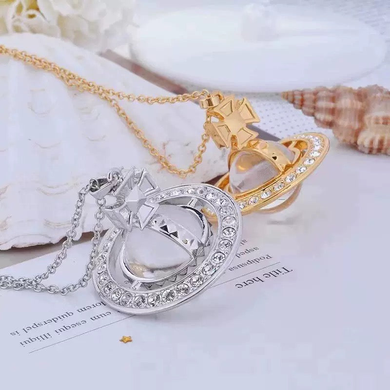 20mm PINA Classic Series Saturn Pendant Necklace, White