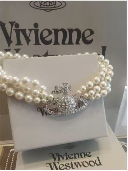 Three-Layer Pearl Saturn Necklace  Crystal Bridal Choker
