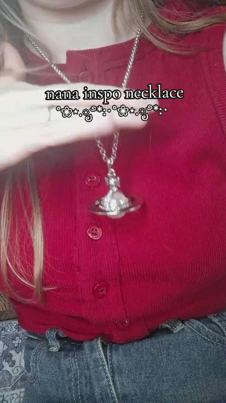 20mm Spherical Classic Saturn Pendant Necklace,Mermaid Finish